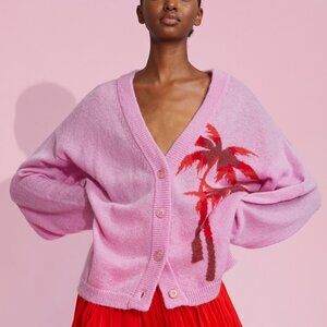 Cynthia Rowley Oversized Intarsia Cardigan Sweater / Pre-Owne / Size Large